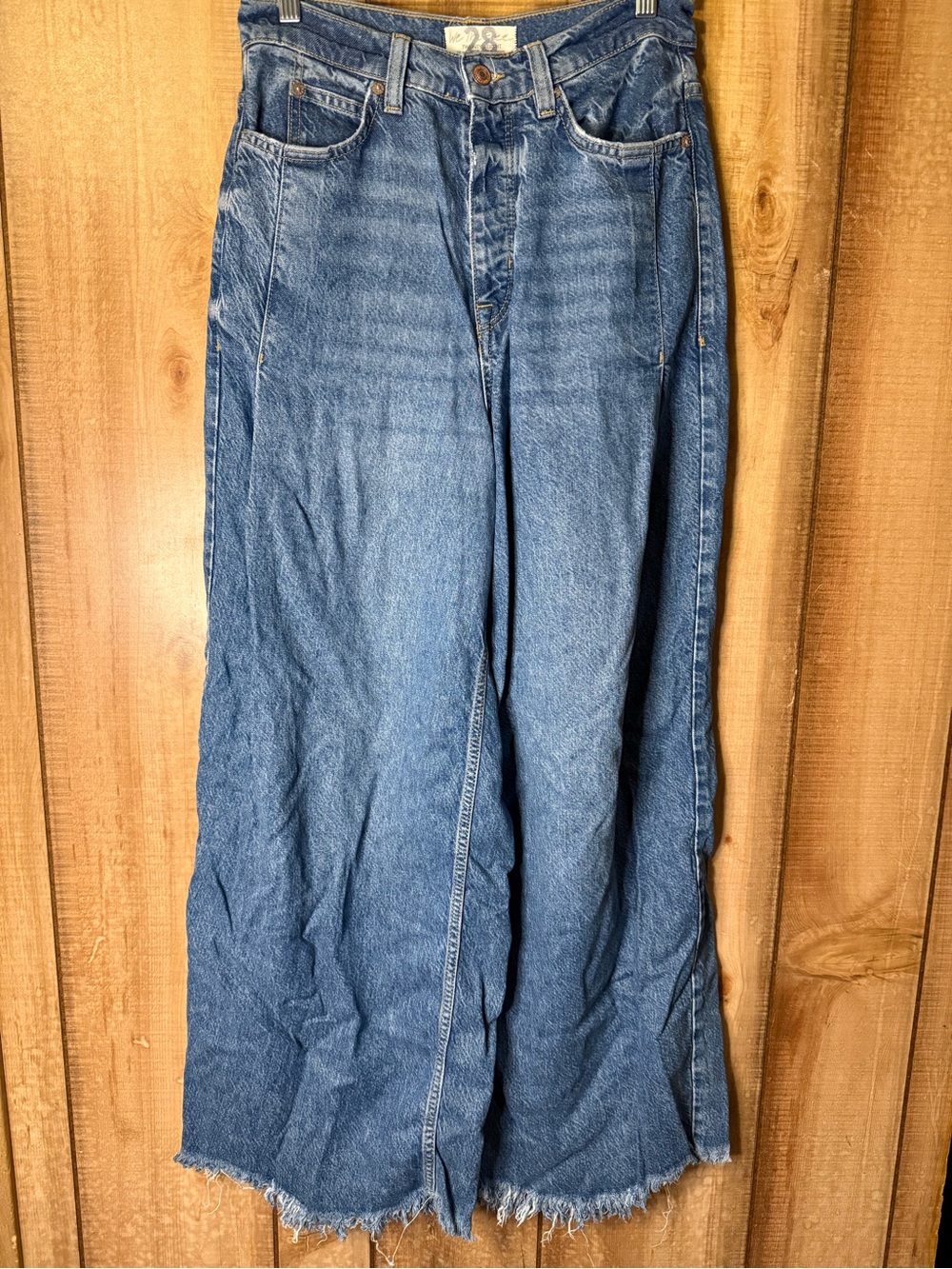 Free People "We The Free" Wide-Leg Jeans $148 Retail Raw Hem - Picture 3 of 14
